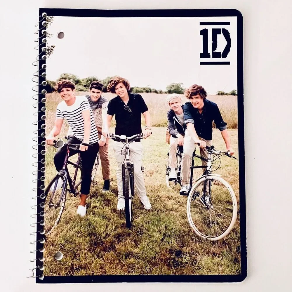 NWT Gorgeous 1D One Direction on bicycles Spiral 70 Pages Notebook